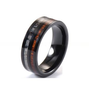 Quality Channel Setting Inlay Technology 8mm Tungsten Carbide Koa Wood Antler Ring for Men and Women Wedding Band Jewelry for sale