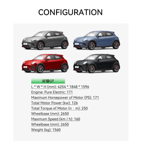 2650mm Wheelbase ORA Funky Cat GT/ORA Funky Cat Balei Mao Energy Vehicles Pure Electric 171hp Electric Utility Vehicle