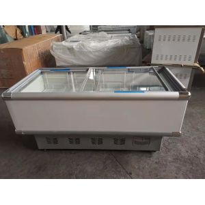 Horizontal island cabinet commercial direct cooling refrigeration and freeze