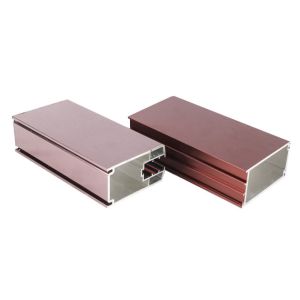 China Wooden Grain Transfer Aluminium Window Extrusion Profile 6063-T5 on sale