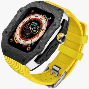 Silicone Rubber Strap Apple Carbon Fiber Watch Case Heat Resistant