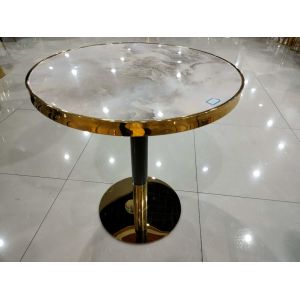 China Smooth Hand Feeling 70cm 75cm Wrought Iron Marble Coffee Table on sale