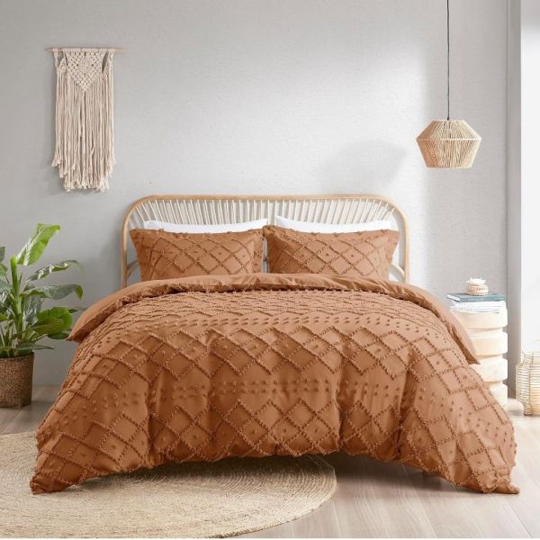 Bohemian Style Jacquard Soft Geometric Pattern Comforter Set Tufted 4-Piece