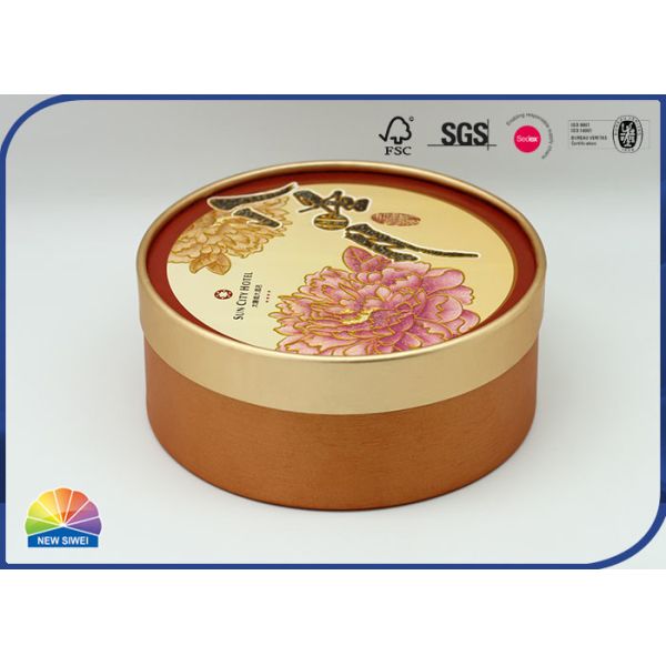Buy Golden Stamp Mooncake Packing Recycled Paper Tube Cylindric Box at wholesale prices