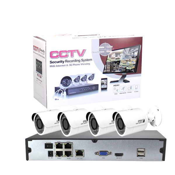 4CH 1080P 2MP POE Surveillance Cameras Wire IP Camera NVR Kits
