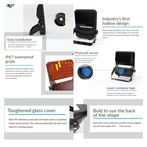 Ip67 Ik09 Led Flood Light 50w-200w Waterproof Weather Resistant For Garden Hotel Wall Pack Lighting