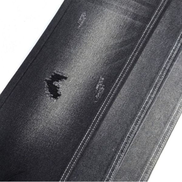 Rigid Black 60% Cotton Polyester Denim Fabric 25%Polyester 15% Rayon 12.5oz