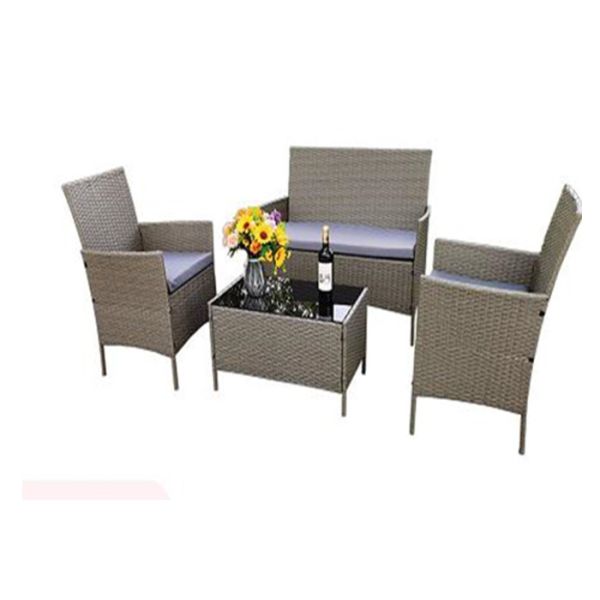 OEM ODM 4 Piece Rattan Garden Furniture Set , Wicker Patio Table And Chairs