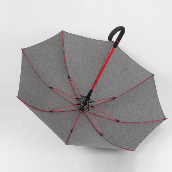 Polyester Personalised Golf Umbrella , Grey Black Umbrella With Curved Handle