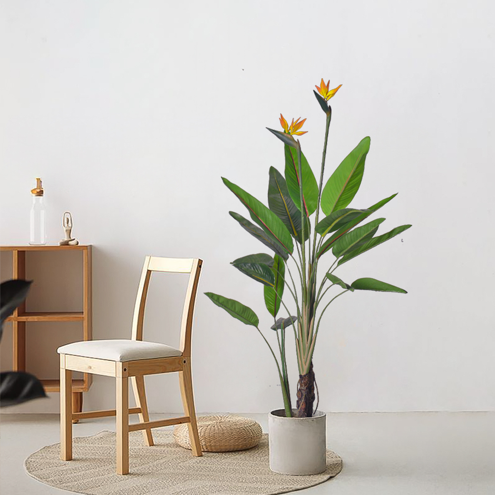 artificial plant manufacturer 150cm artificial bird of paradise plant with realistic flower for indoor decoration