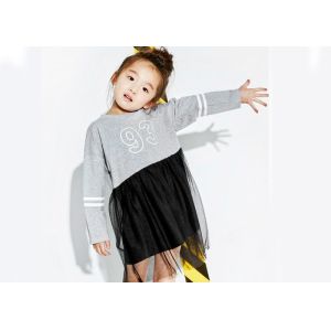 China Latest Kids Girls Clothes Number Printing Mesh Stitching Girls Winter Dresses on sale