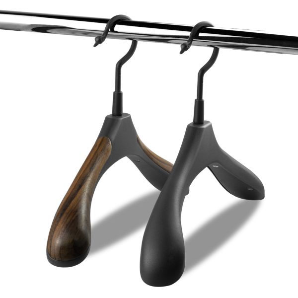 Luxury Bedroom Black Wooden Hotel Coat Hangers 270*450mm Eco Friendly