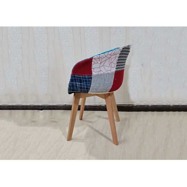 Buy Patchwork Design Fabric Covered Dining Chairs With Beech Leg at wholesale prices