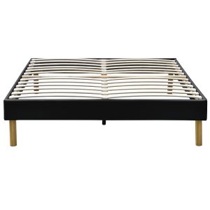 Contemporary King Upholstered Platform Bed King Assemble PU Leather 140x190Cm