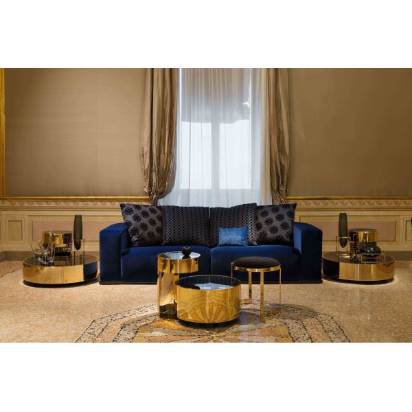 500mm Black Glass Coffee Table 0.33m 35cm Marble Top