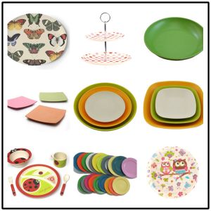 BIO-DEGRADABLE BAMBOO FIBER PLATE, CUSTOMIZED LOGO AND PRINTING, HEALTHY,