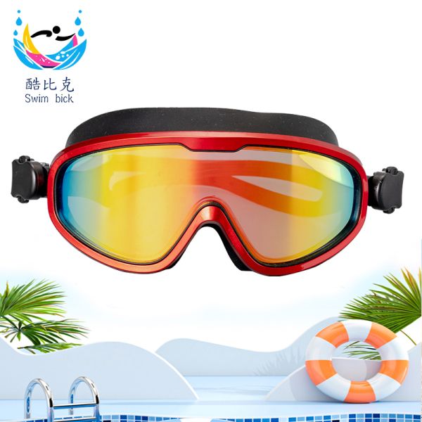 Swimming goggles with large prescription lenses for swimming, with anti-fog and