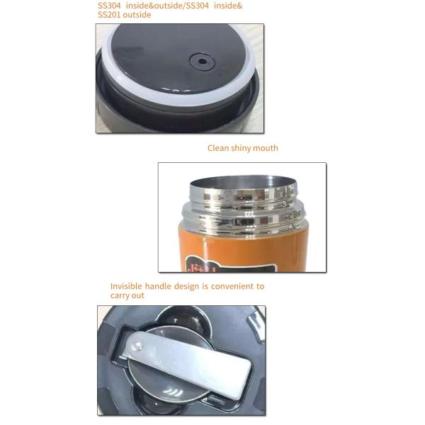 1.2L portable food flask vacuum stainless steel pot burning pot long time