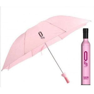 Quality Lightweight Pink Bottle Shaped Umbrella 180T Polyeter Fabric Black Tips for sale