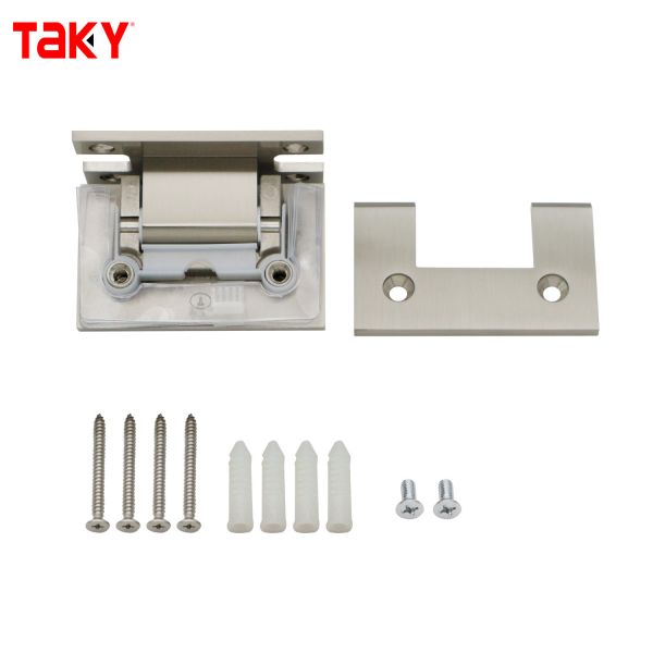 Satin Steel Material 90 Degree H Back Plate Wall Mount Shower Glass Door Pivot Hinge