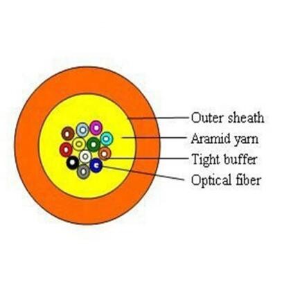 Tight Buffer OD6.8mm 4 Core Orange Fiber Optic Cable
