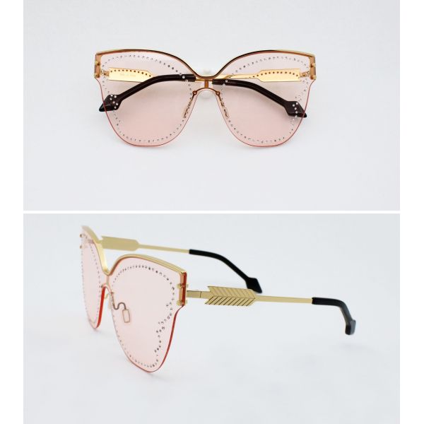 Oversized Party Star Eyewear rhinestone decoration One Piece Sunglasses Outdoor 100% UV protection Glasses for Women