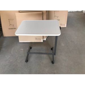 White Patients Hospital Bed Tray Table With Wheels Over Bed Table