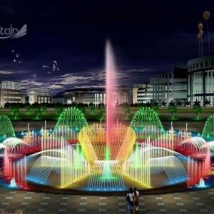 Hotel Large Water Jet Fountain Stone Garden Signal Control