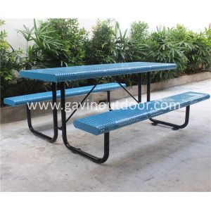 Waterproof Metal Picnic Table With Benches Anti Rust Durable Weather Resistant