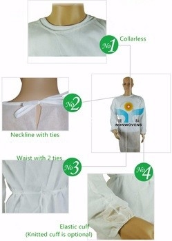 117*137cm Non Woven Isolation Gown , Non Woven Disposable Gown With Knitted Cuff