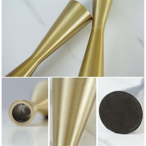 Powder Coating Home Candle Holders Set Of 3 Gold Finish Metal Taper