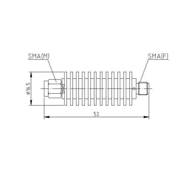 Black 20 W SMA Attenuators DC - 26.5 GHz Connector 20 W Aluminum Shell