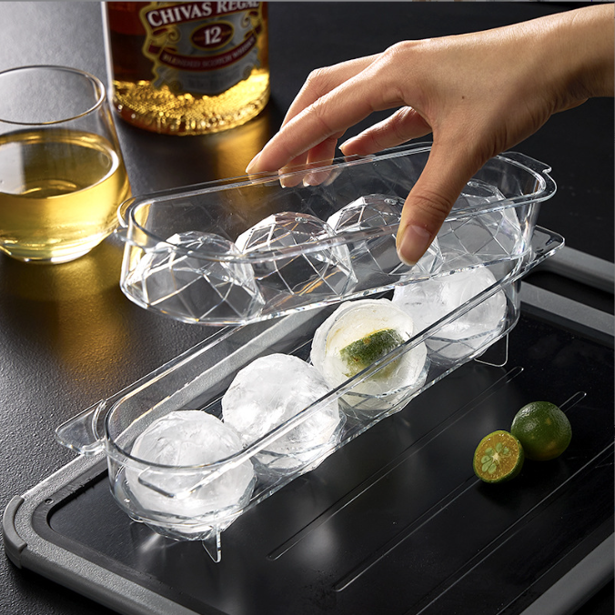 Ball Ice Box 4 pcs PET Plastic Food Grade Fancy Ice Cube Tray For Kitchen Accessories