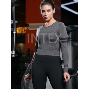 Ladies' Long Sleeve Crop Top and Capri Leggings Breathable