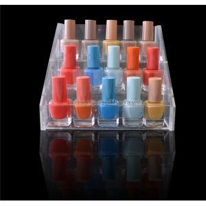 3 - Step Cosmetic Retail Displays Transparent Acrylic Nail Polish Display Rack