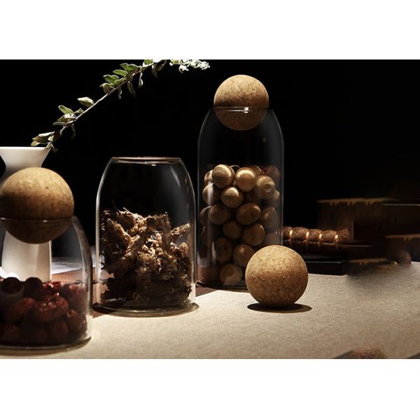 Compact Decorative Glass Bottles Empty Glass Jars Round Shape 500ml / 800ml