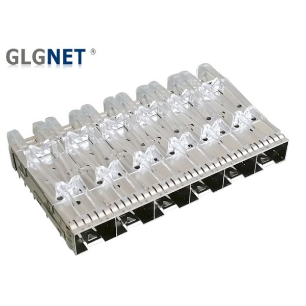 Light Pipes Press Mounting SFP Cage Connector 1x6 Ganged 10G Ethernet ISO