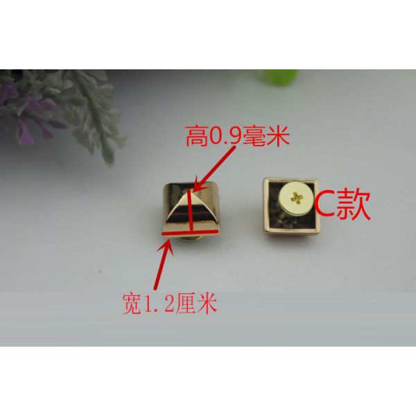 High end handbag decorative accessories gold 12 mm leather studs rivets with screws