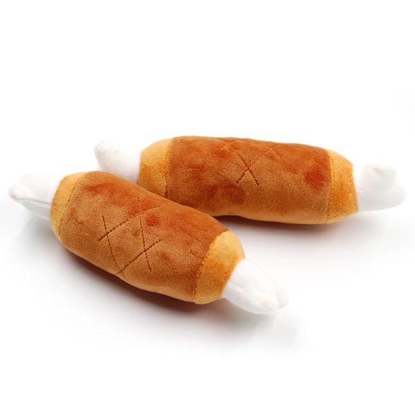 Buy Two Headed Bone Shape Plush Squeaky Dog Chew Toys Puppy Teething Toys 27g at wholesale prices