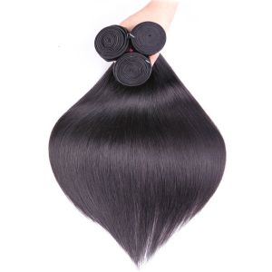 Silky Straight Remy Indian Human Hair Weave Bundles With Closure