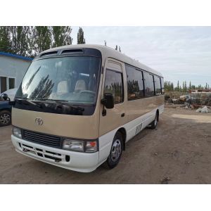 China Second Hand Mini Coaster Bus Toyota 1hz 6 Cylinder Engine With 23 Seats on sale