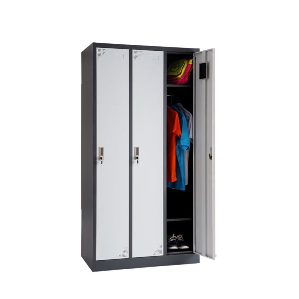 Buy Vertical Clothes Cabinet Steel Locker 3 Door Metal Wardrobe at wholesale prices