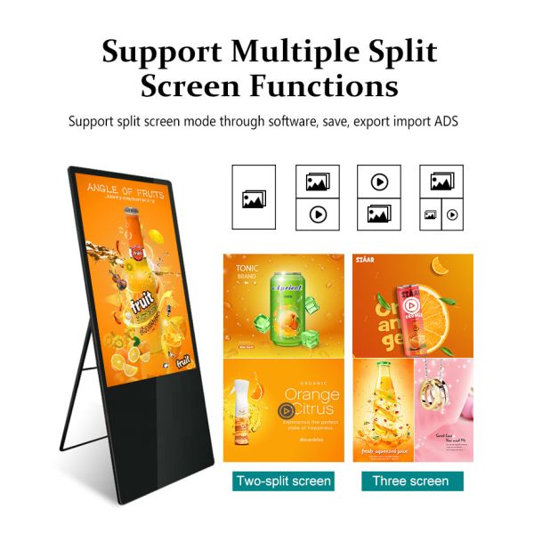 1080P 4K 2G DDR3 Floor Standing Digital Signage Aluminum Alloy Frame