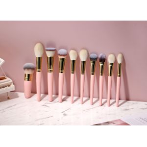 Vonira Gold Nude Pink 19 Pieces Natural Hair Makeup Artist Brushes