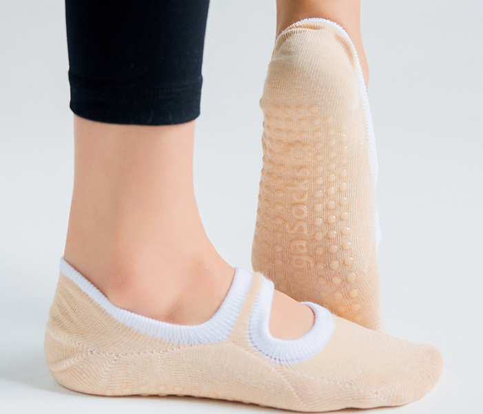 Blue Ladies Ballet Yoga Grip Socks Professional Anti Slip Bandage For Sports Pilates