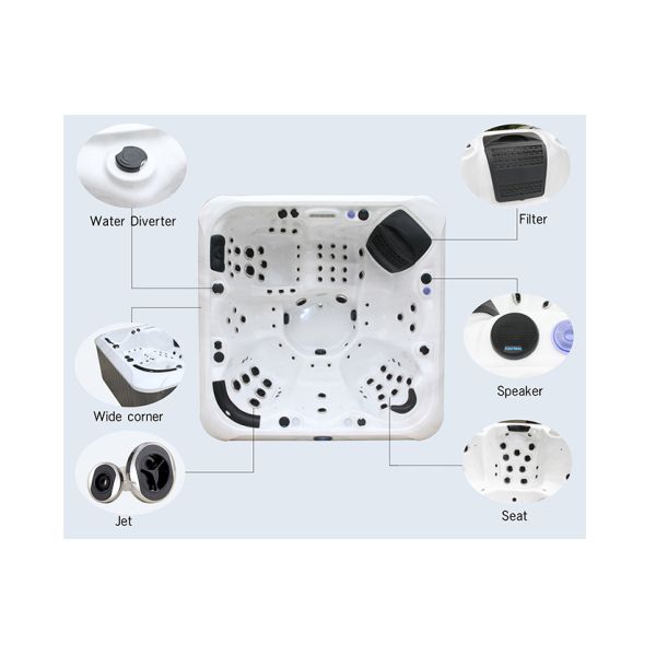 M-770D 5-Seat Square Hot Tub with 67 Jets and 3KW Heater