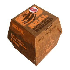 Quality CMYK Printing Foldable Clamshell Burger Box Takeaway Packaging White Cardboard for sale