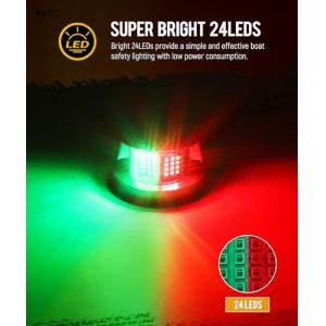 24 LED Red and Green Navigation Light for Pontoon Yacht Skiff Skeeter Front