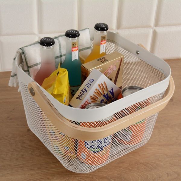 Buy 25cm Width Metal Wire Basket , Rustproof Wire Mesh Basket at wholesale prices