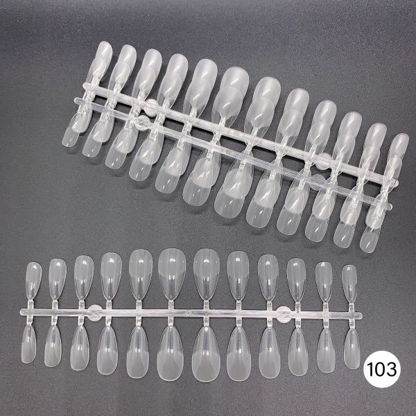 120PCS Long Coffin Square Clear Gel Half Full Cover Nail Tips Acrylic Half Matte Soft Gel Nail Tips for Extension